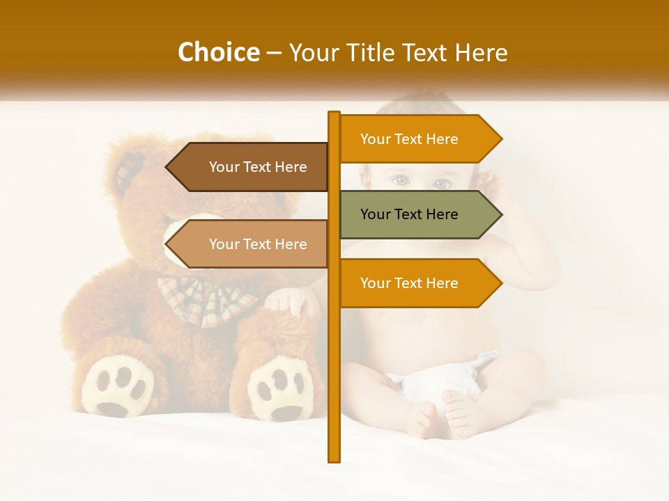 A Baby Sitting Next To A Teddy Bear PowerPoint Template