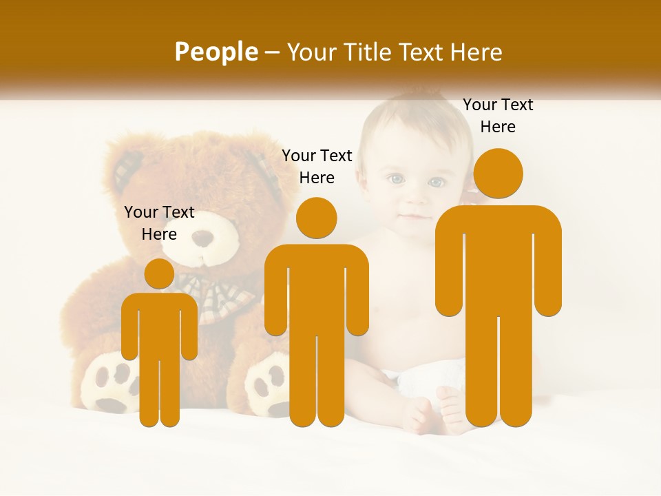 A Baby Sitting Next To A Teddy Bear PowerPoint Template