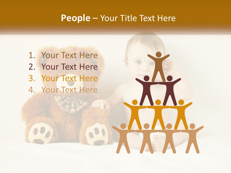 A Baby Sitting Next To A Teddy Bear PowerPoint Template