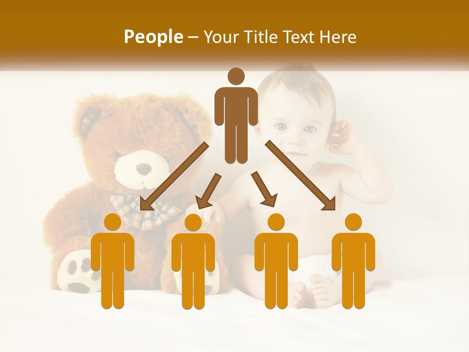 A Baby Sitting Next To A Teddy Bear PowerPoint Template