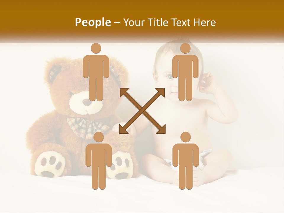 A Baby Sitting Next To A Teddy Bear PowerPoint Template