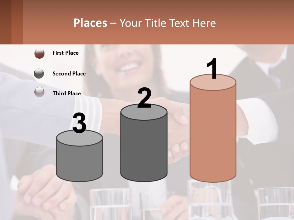 A Group Of People Shaking Hands Over A Table PowerPoint Template