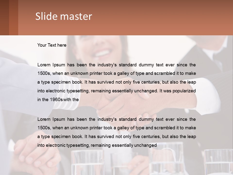 A Group Of People Shaking Hands Over A Table PowerPoint Template