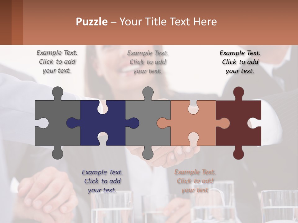 A Group Of People Shaking Hands Over A Table PowerPoint Template