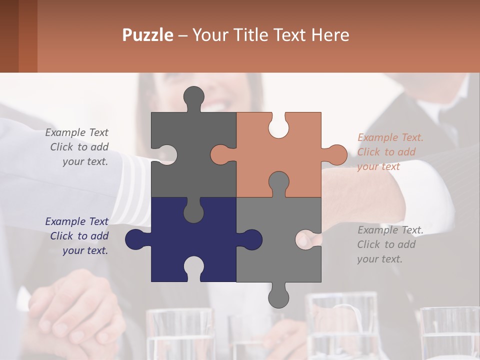 A Group Of People Shaking Hands Over A Table PowerPoint Template