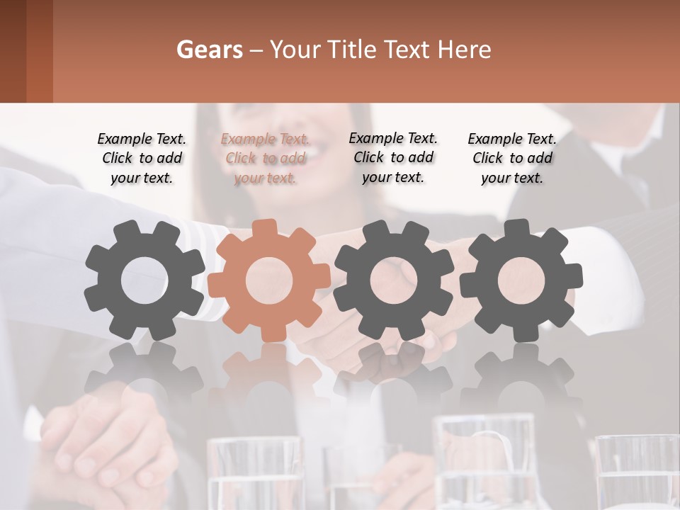 A Group Of People Shaking Hands Over A Table PowerPoint Template