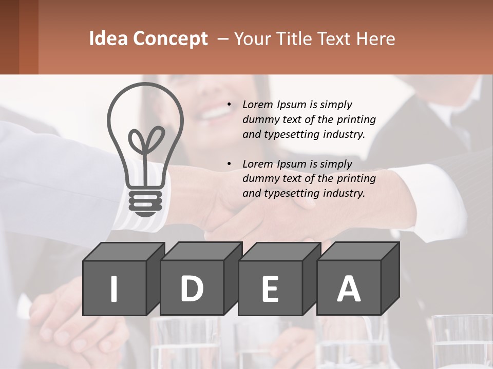 A Group Of People Shaking Hands Over A Table PowerPoint Template