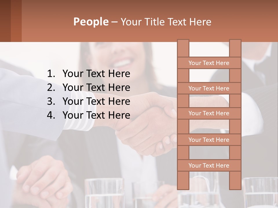A Group Of People Shaking Hands Over A Table PowerPoint Template