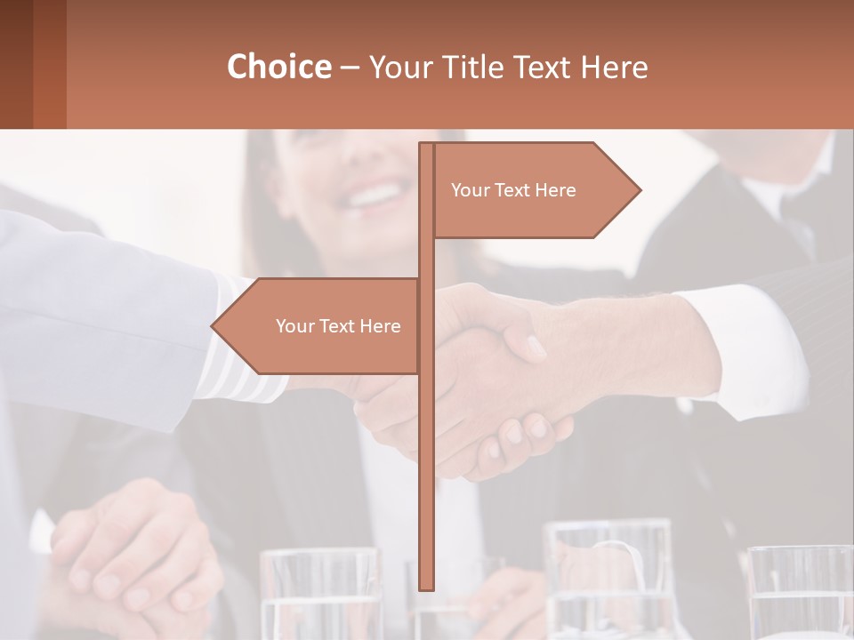 A Group Of People Shaking Hands Over A Table PowerPoint Template