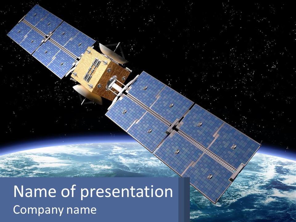 An Image Of A Satellite In Space With The Earth In The Background PowerPoint Template