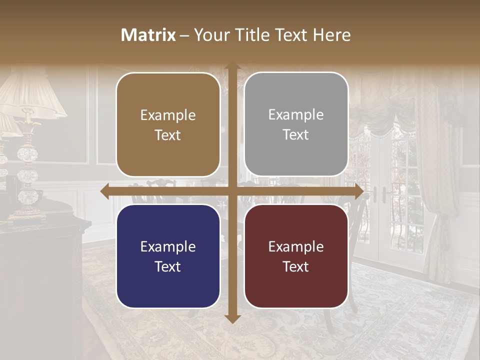 A Formal Dining Room With A Chandelier And Table PowerPoint Template