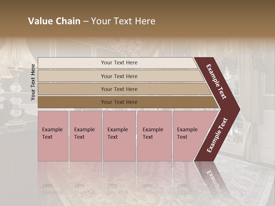 A Formal Dining Room With A Chandelier And Table PowerPoint Template