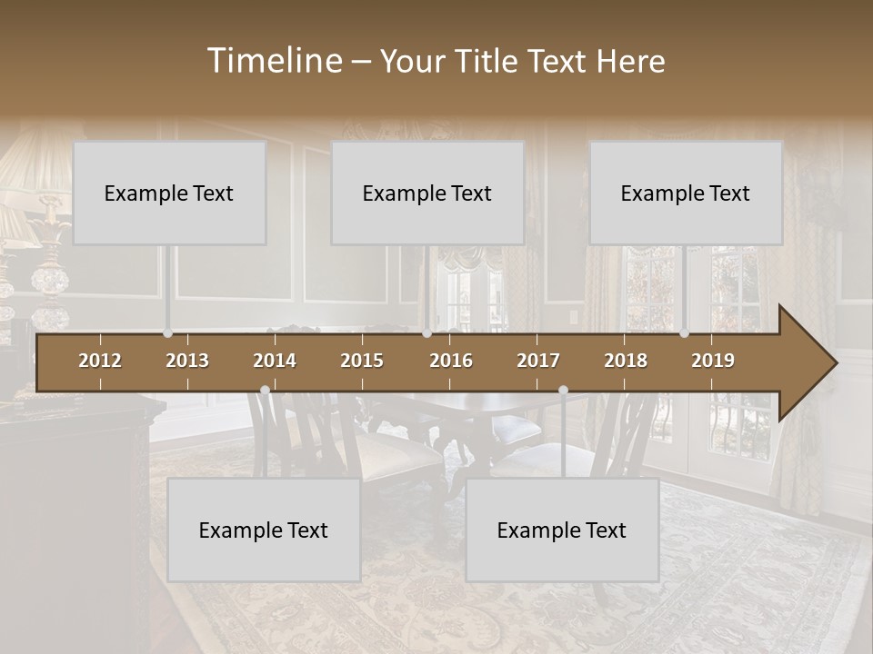 A Formal Dining Room With A Chandelier And Table PowerPoint Template