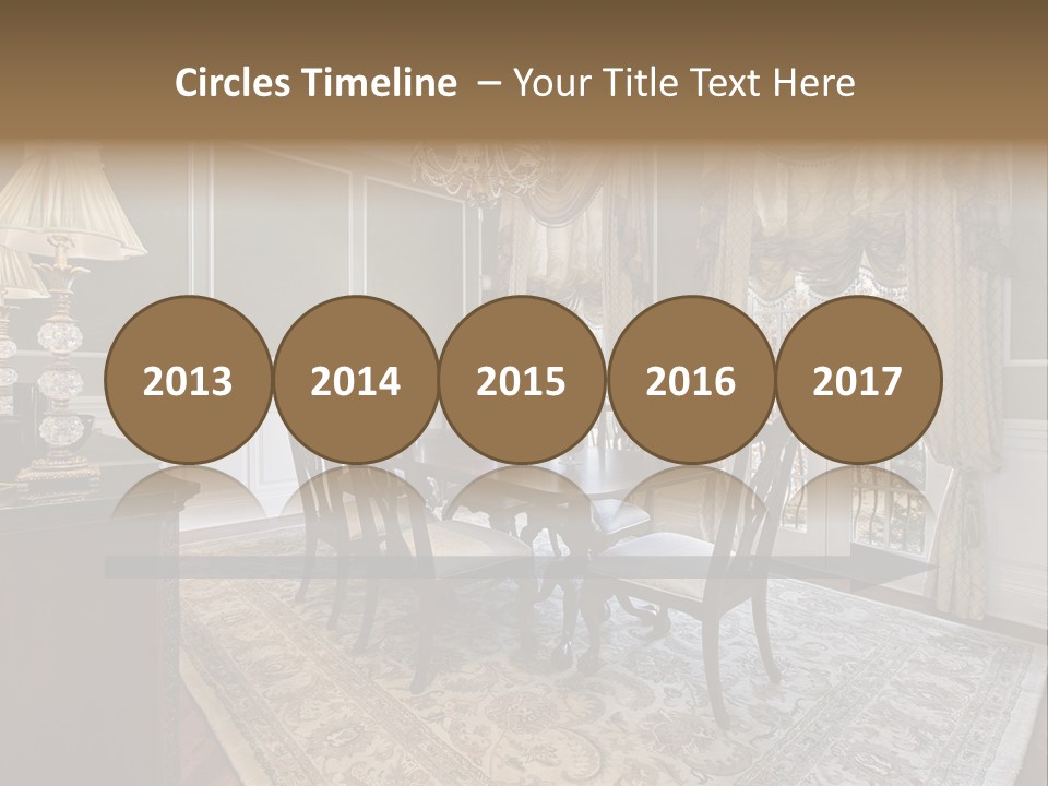 A Formal Dining Room With A Chandelier And Table PowerPoint Template