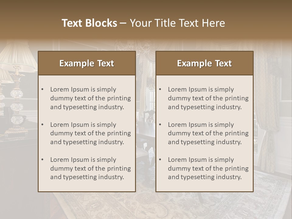 A Formal Dining Room With A Chandelier And Table PowerPoint Template