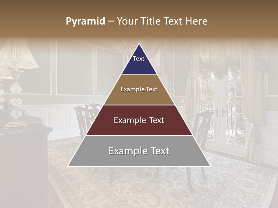 A Formal Dining Room With A Chandelier And Table PowerPoint Template