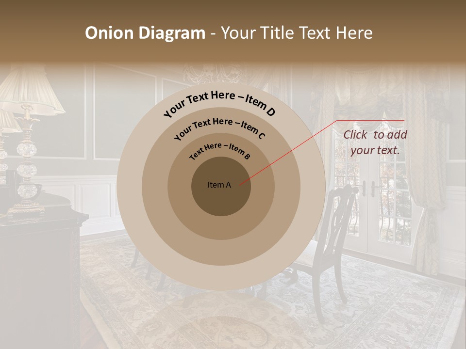 A Formal Dining Room With A Chandelier And Table PowerPoint Template