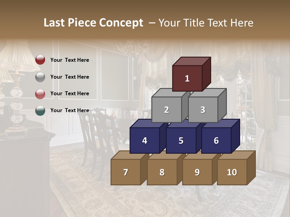 A Formal Dining Room With A Chandelier And Table PowerPoint Template