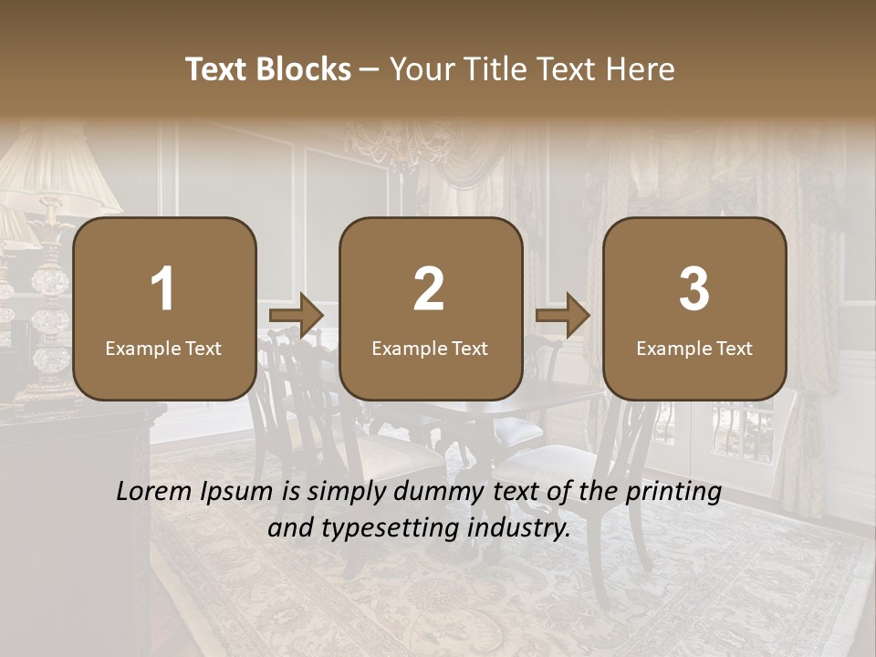 A Formal Dining Room With A Chandelier And Table PowerPoint Template