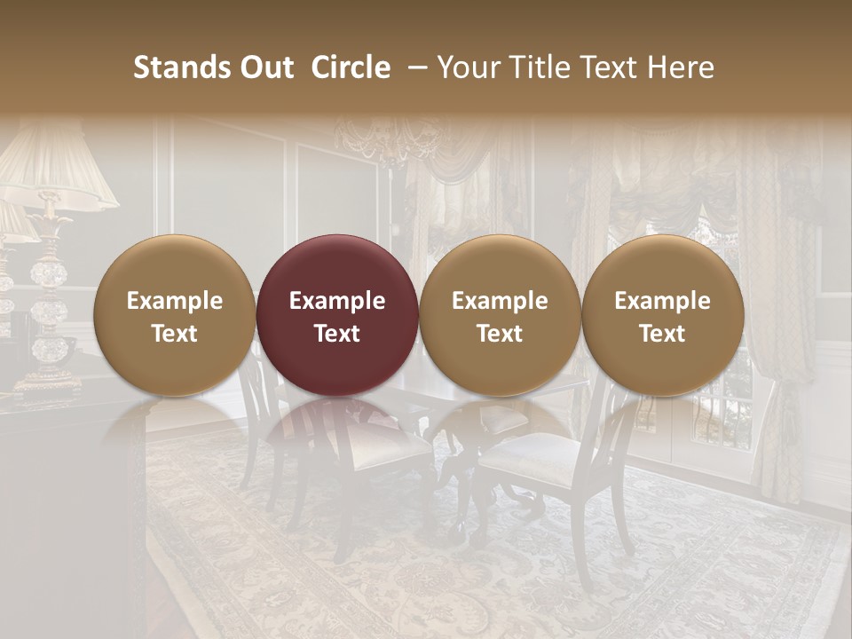 A Formal Dining Room With A Chandelier And Table PowerPoint Template