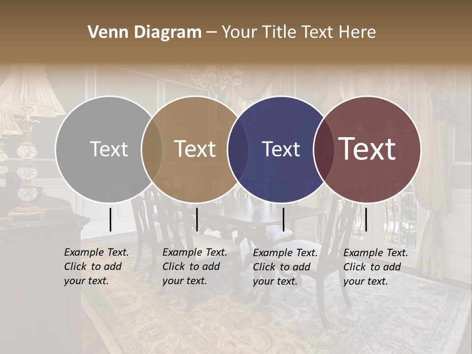 A Formal Dining Room With A Chandelier And Table PowerPoint Template