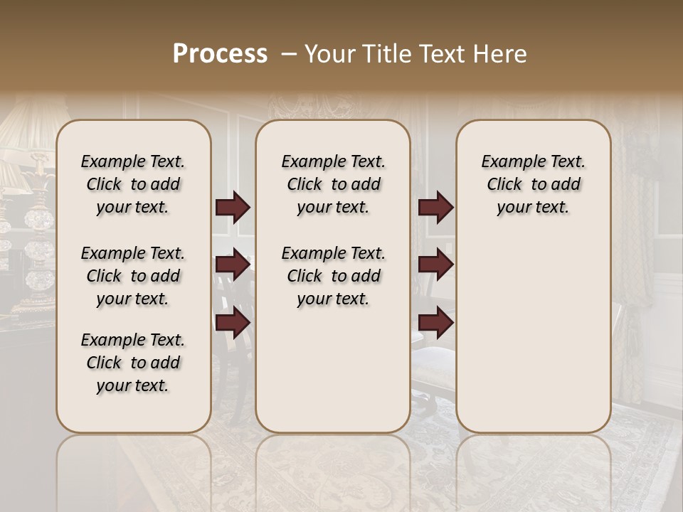 A Formal Dining Room With A Chandelier And Table PowerPoint Template