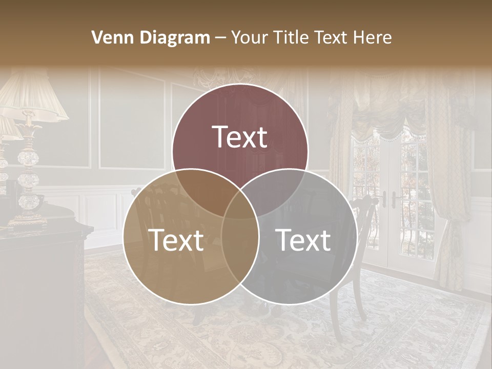 A Formal Dining Room With A Chandelier And Table PowerPoint Template