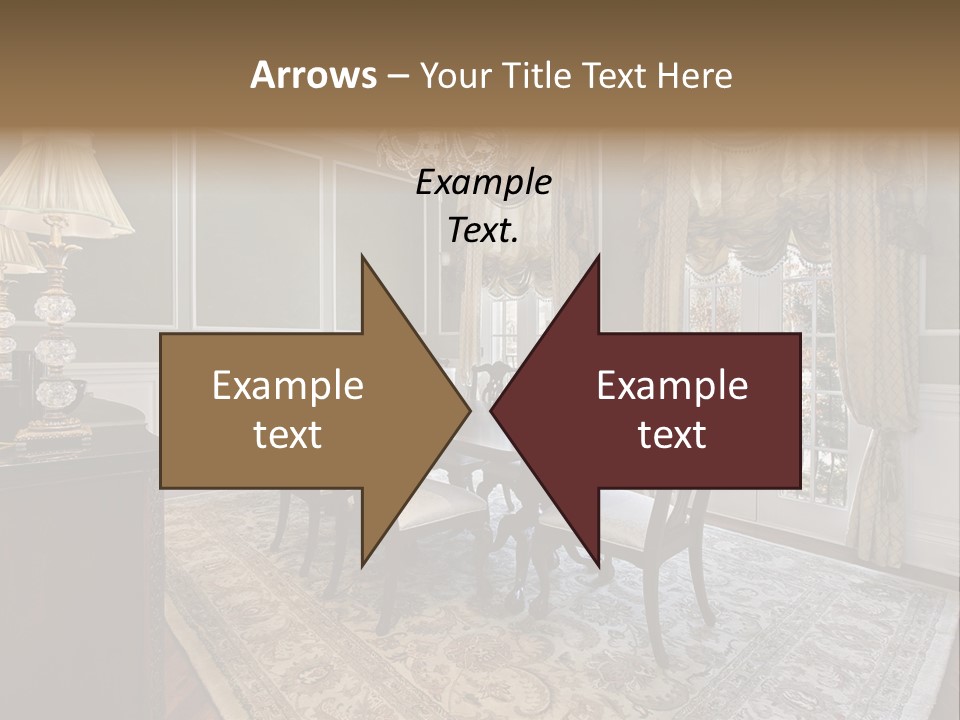 A Formal Dining Room With A Chandelier And Table PowerPoint Template