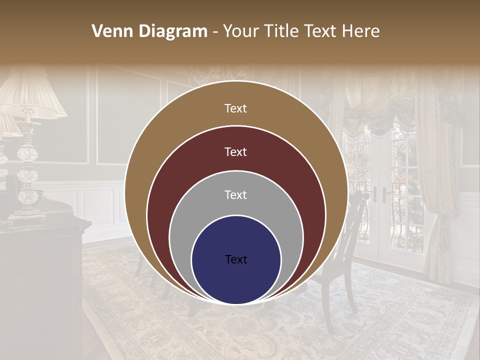 A Formal Dining Room With A Chandelier And Table PowerPoint Template