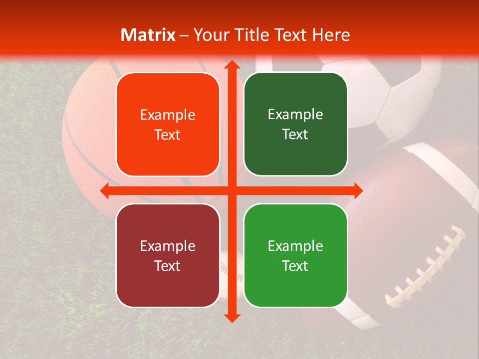 Three Sports Balls And A Basketball On The Grass PowerPoint Template