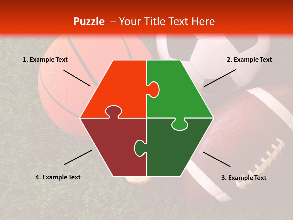 Three Sports Balls And A Basketball On The Grass PowerPoint Template