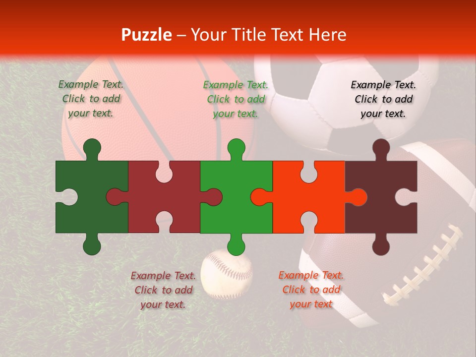 Three Sports Balls And A Basketball On The Grass PowerPoint Template