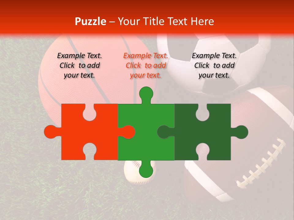 Three Sports Balls And A Basketball On The Grass PowerPoint Template