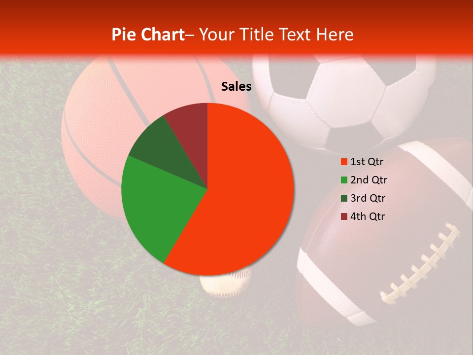 Three Sports Balls And A Basketball On The Grass PowerPoint Template