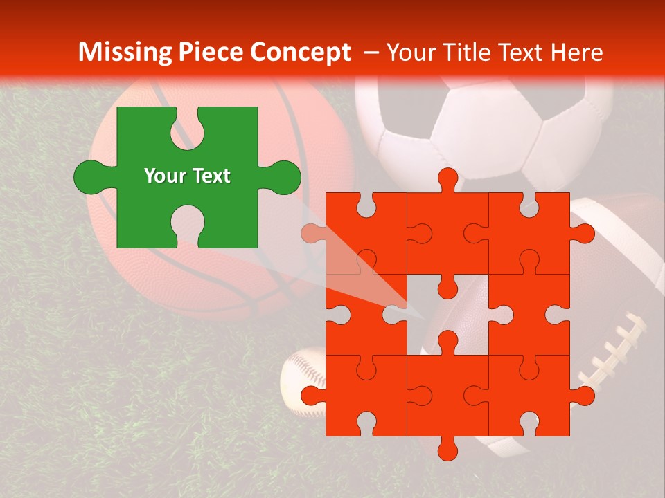 Three Sports Balls And A Basketball On The Grass PowerPoint Template