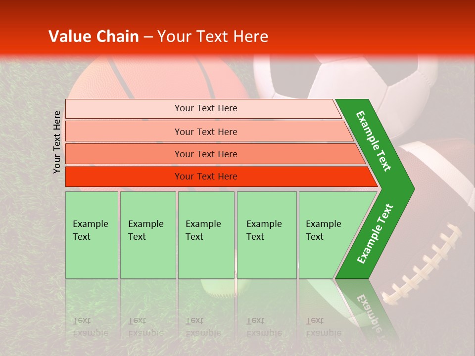 Three Sports Balls And A Basketball On The Grass PowerPoint Template