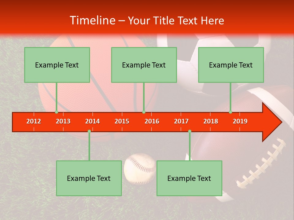 Three Sports Balls And A Basketball On The Grass PowerPoint Template