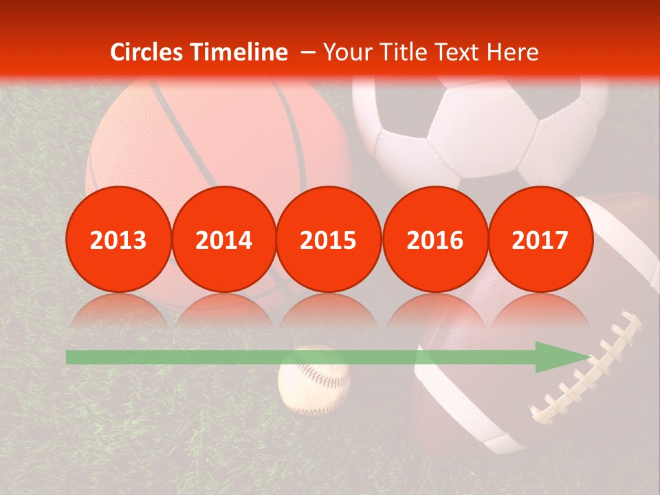 Three Sports Balls And A Basketball On The Grass PowerPoint Template