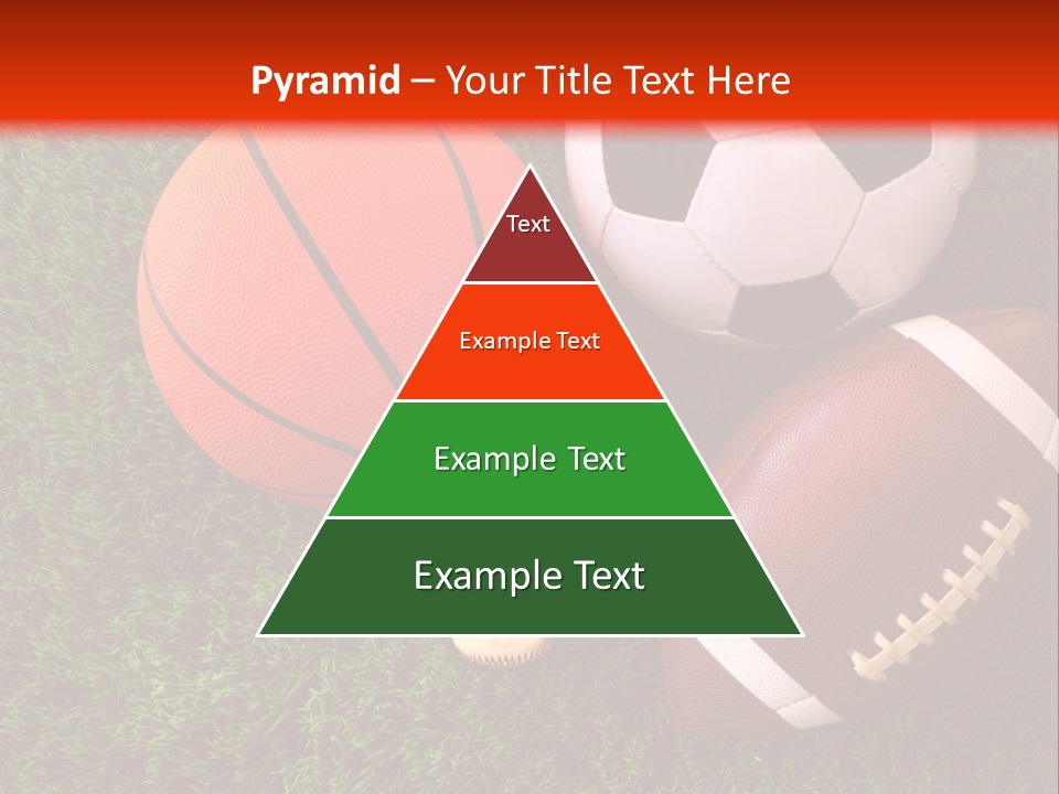 Three Sports Balls And A Basketball On The Grass PowerPoint Template