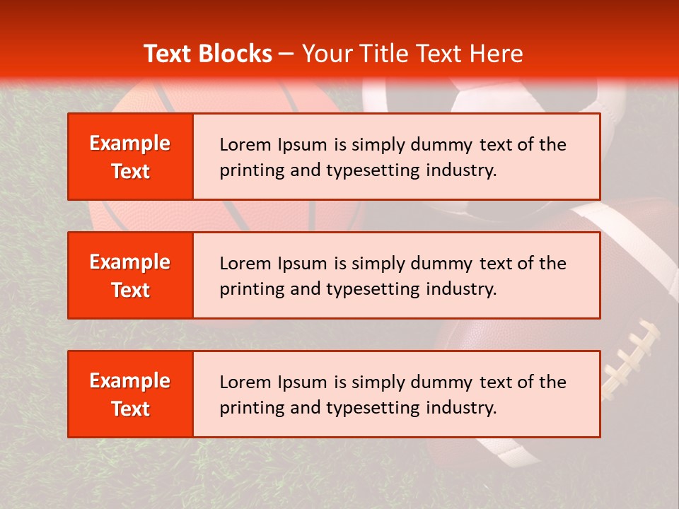 Three Sports Balls And A Basketball On The Grass PowerPoint Template