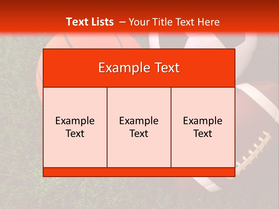 Three Sports Balls And A Basketball On The Grass PowerPoint Template
