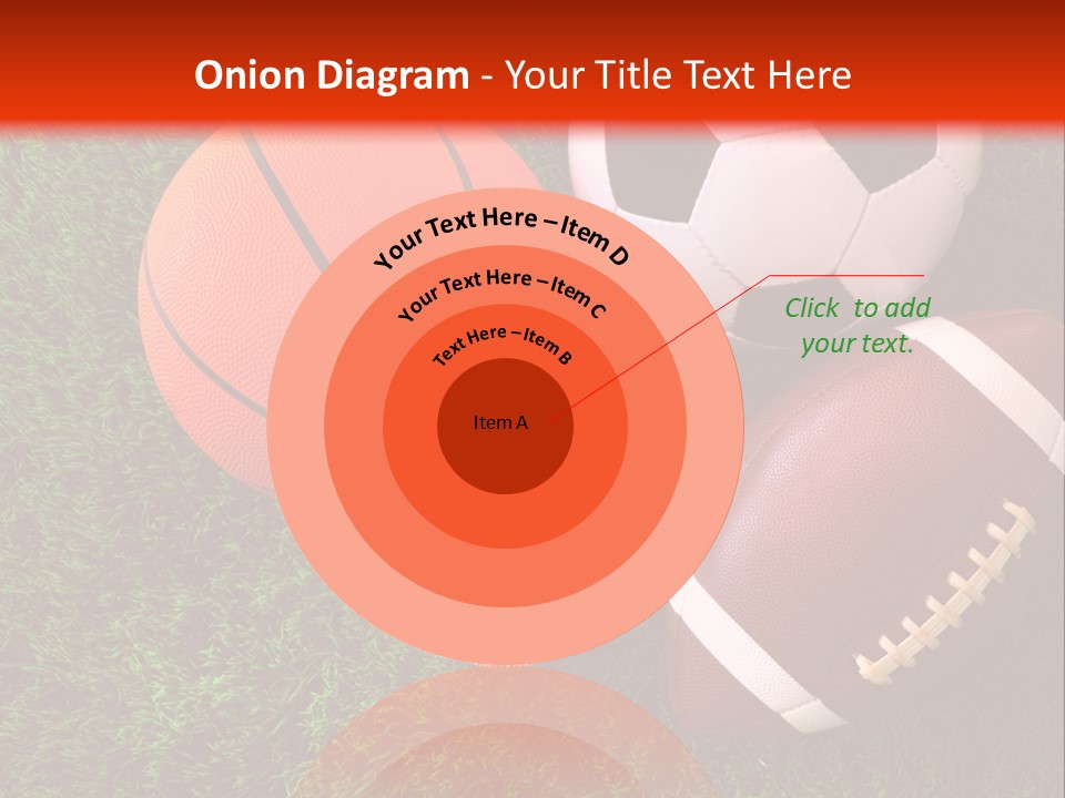 Three Sports Balls And A Basketball On The Grass PowerPoint Template