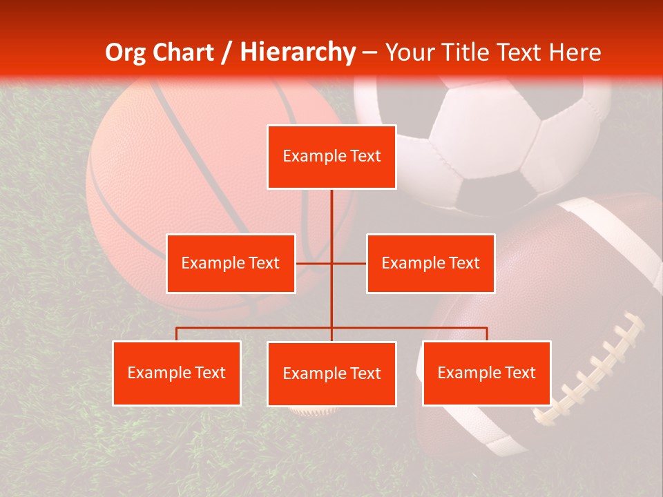 Three Sports Balls And A Basketball On The Grass PowerPoint Template