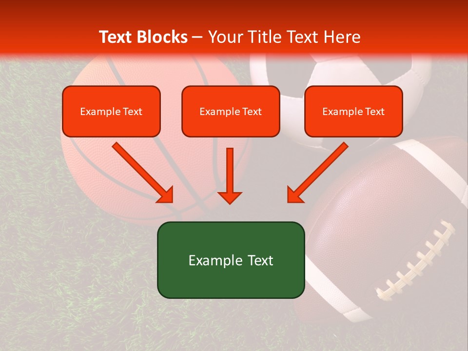 Three Sports Balls And A Basketball On The Grass PowerPoint Template