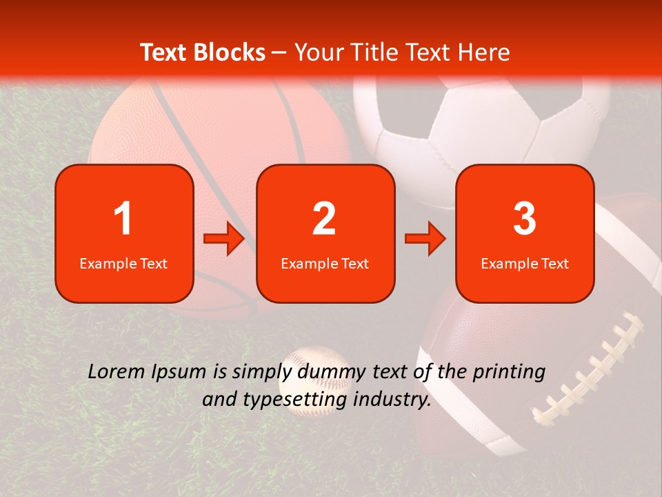 Three Sports Balls And A Basketball On The Grass PowerPoint Template