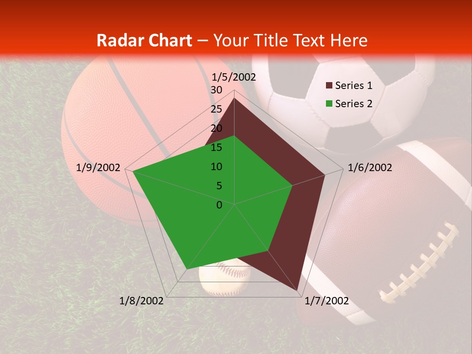 Three Sports Balls And A Basketball On The Grass PowerPoint Template