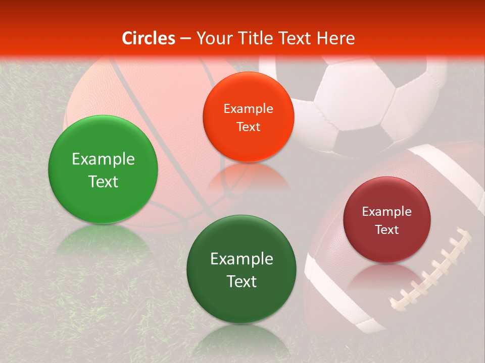 Three Sports Balls And A Basketball On The Grass PowerPoint Template