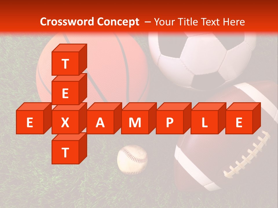 Three Sports Balls And A Basketball On The Grass PowerPoint Template