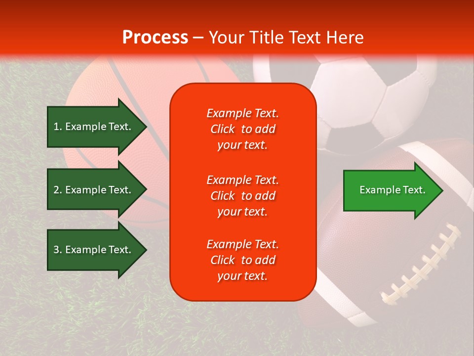 Three Sports Balls And A Basketball On The Grass PowerPoint Template