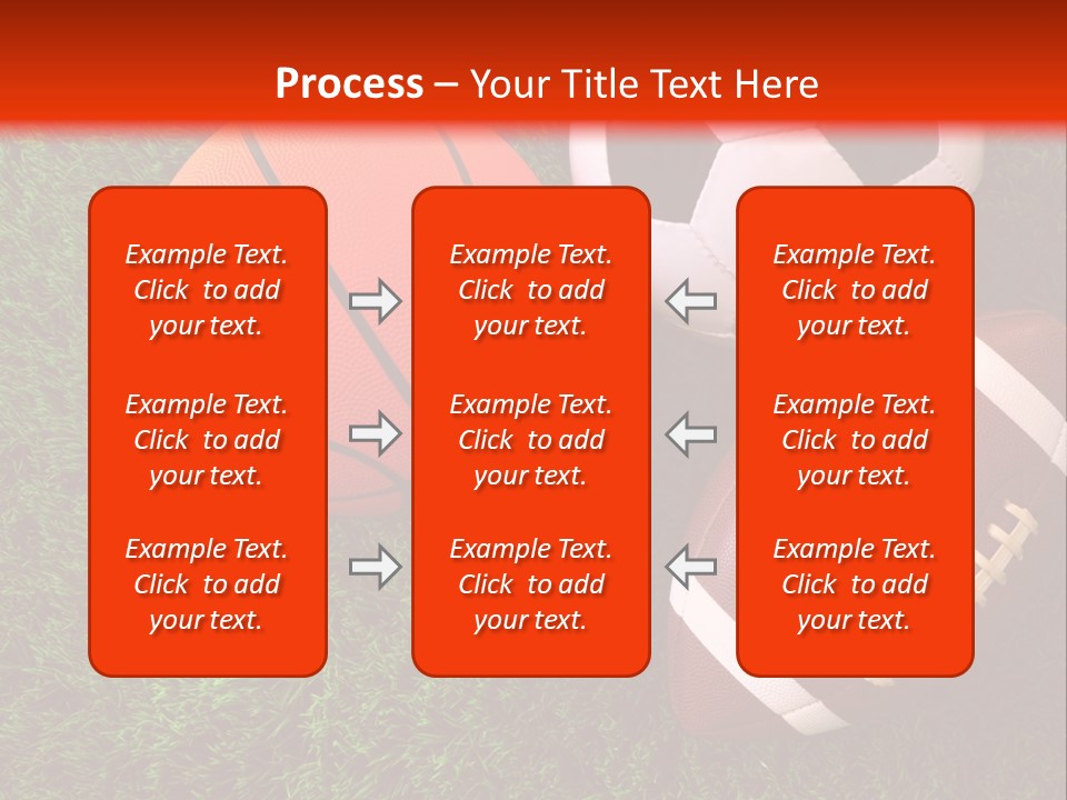 Three Sports Balls And A Basketball On The Grass PowerPoint Template